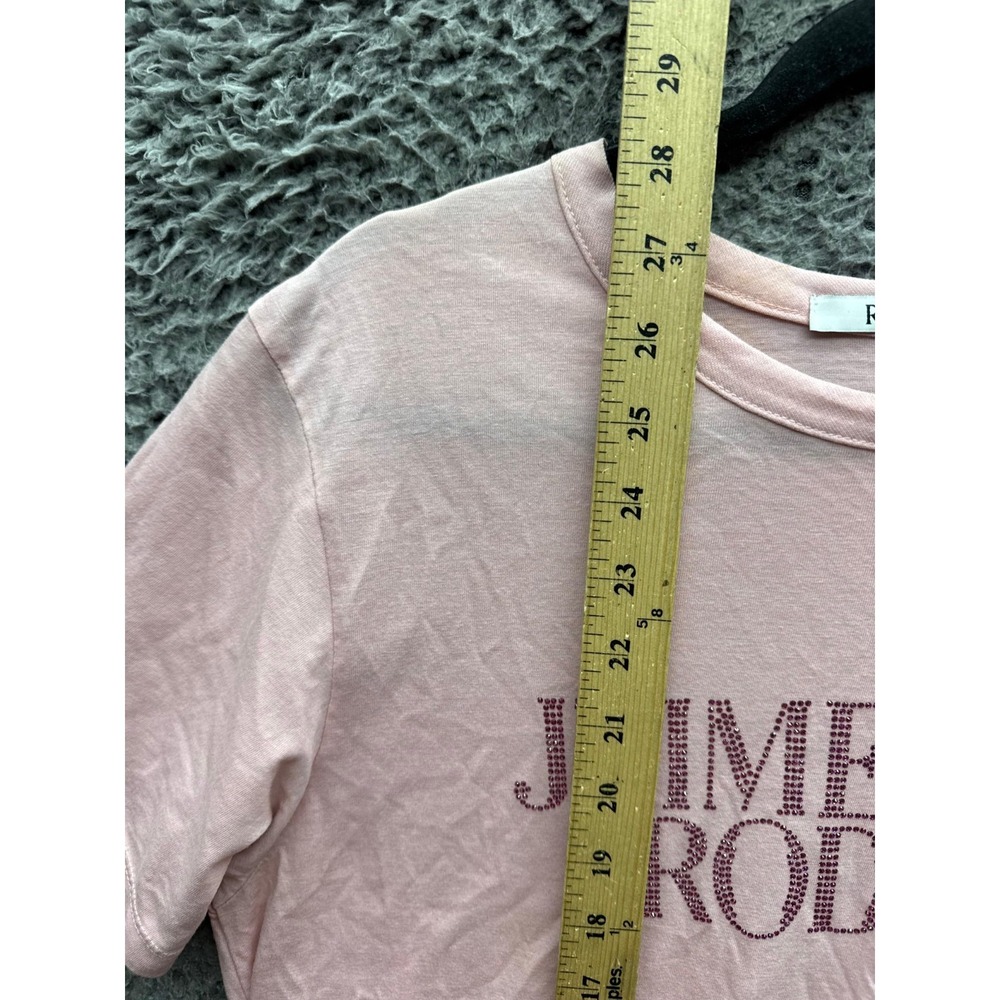 Rodarte J'aime Rodarte Logo Rhinestone Short Sleeve T-Shirt Pink Womens Size XL - Picture 11 of 12